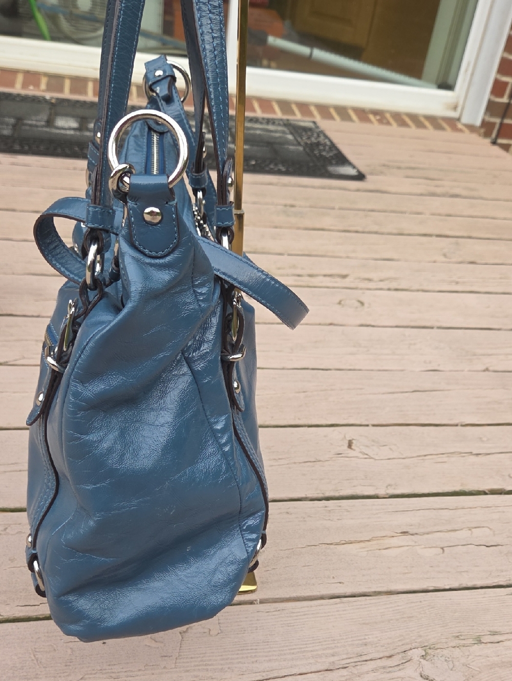 Coach Alexandria 15273 2010 Blue Patent Leather Crossbody $359 Retail. GUC - Picture 4 of 16